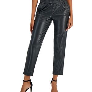 Anne Klein Black Faux Leather Cropped Pants